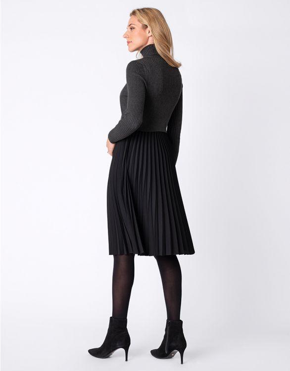 Robe Grossesse et Allaitement Plissée - Gris anthracite - Mummy Nantes