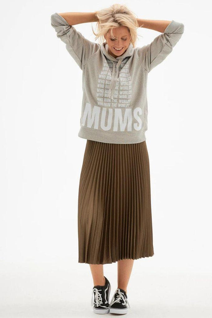 Sweat Allaitement à Capuche "Who Run the World" - Gris - Mummy Nantes