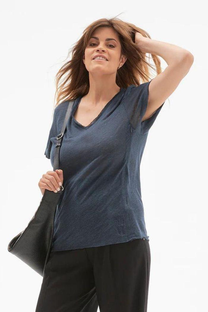 T-shirt Allaitement en Lin "Refill 24/7" - Charbon - Mummy Nantes