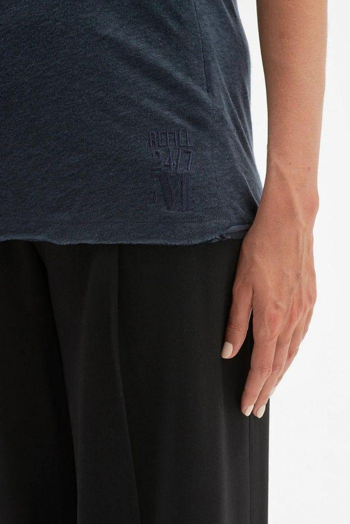 T-shirt Allaitement en Lin "Refill 24/7" - Charbon - Mummy Nantes
