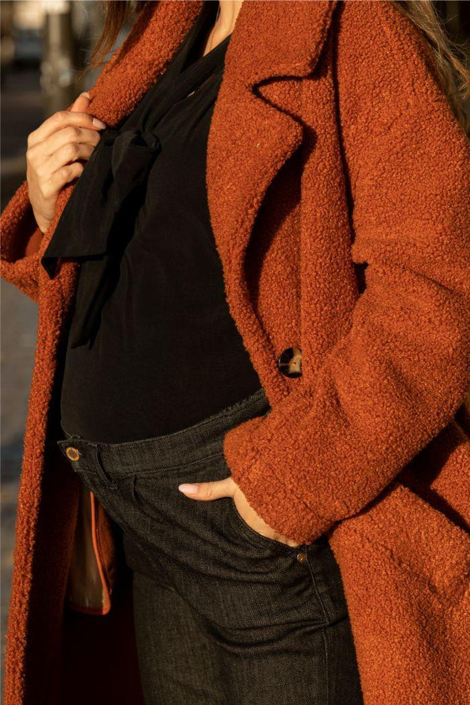 Manteau long de grossesse Léonie - Cuivre - Mummy Nantes