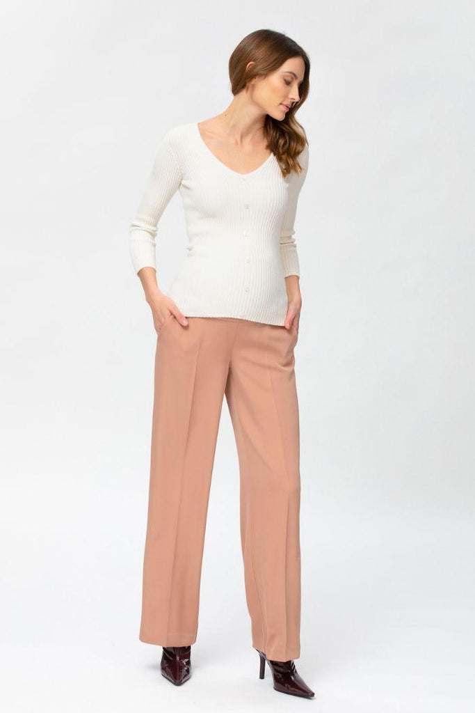 Pantalon de grossesse coupe droite - Rose - Mummy Nantes