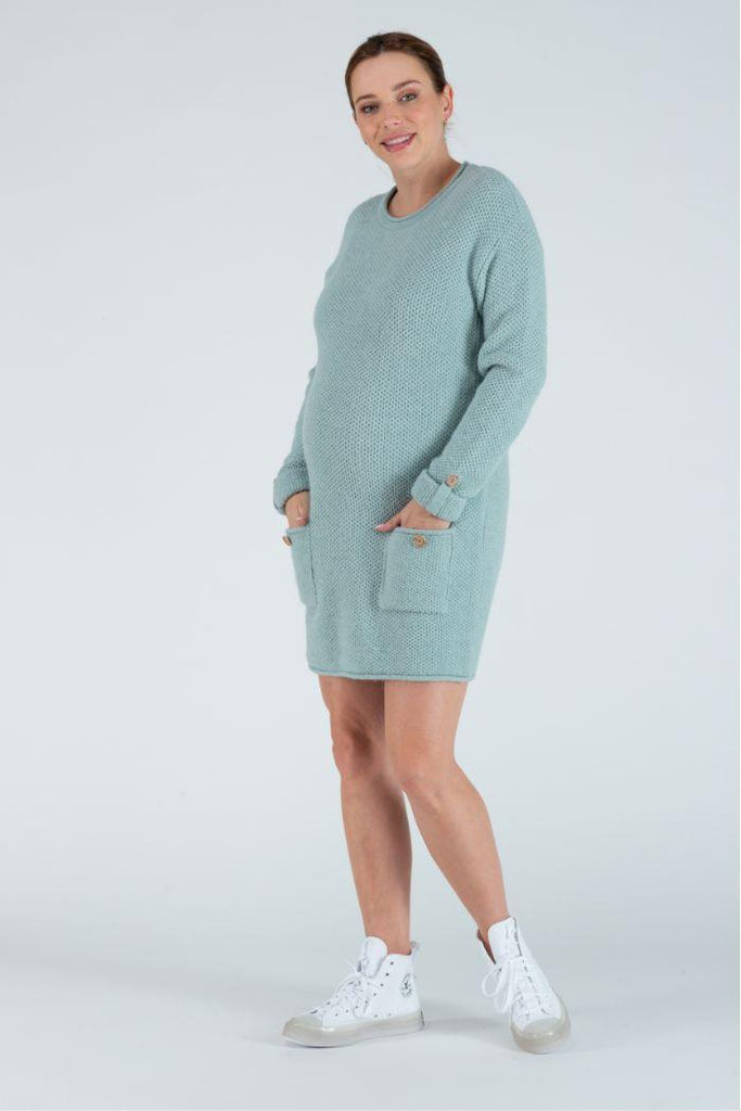 Robe pull de grossesse et allaitement Honey - Sauge - Mummy Nantes