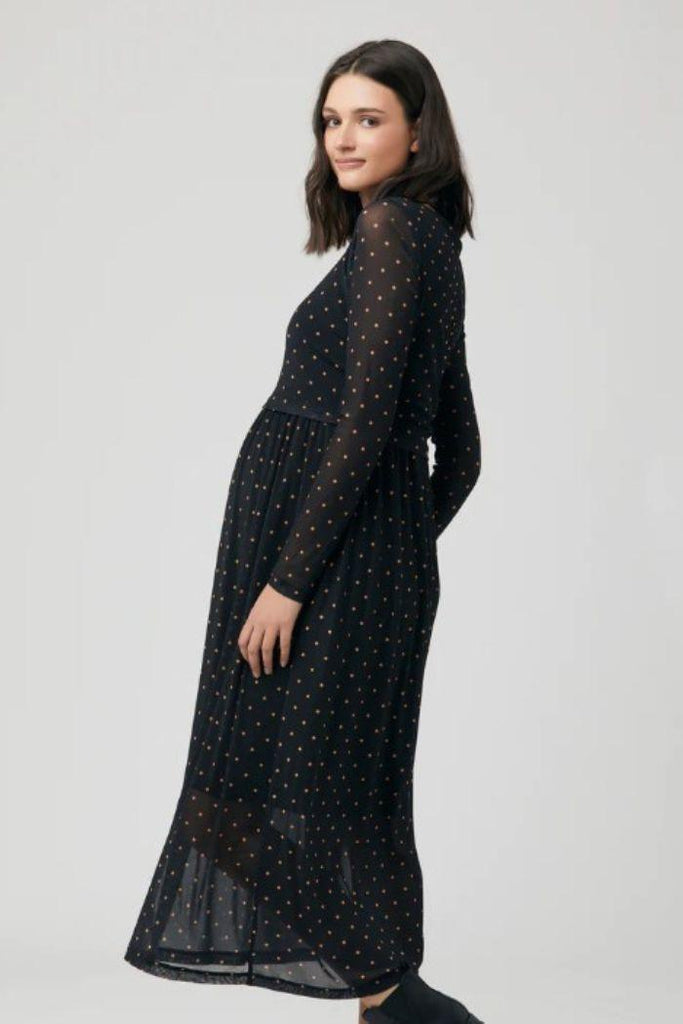 Robe de Grossesse et Allaitement à pois - Noir - Mummy Nantes