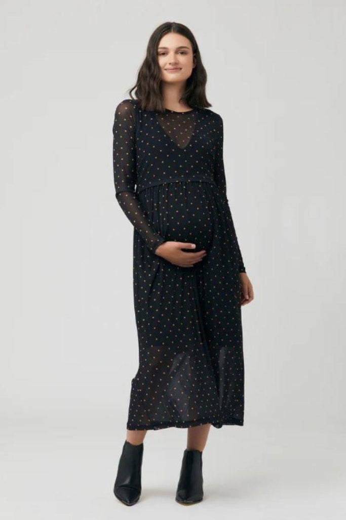 Robe de Grossesse et Allaitement à pois - Noir - Mummy Nantes