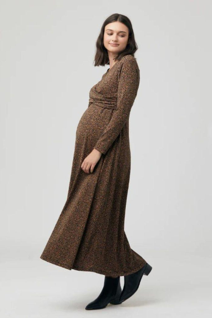 Robe d'allaitement croisée devant - Marron - Mummy Nantes