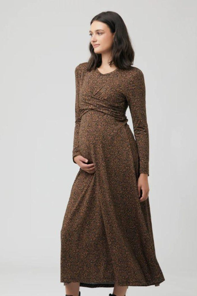 Robe d'allaitement croisée devant - Marron - Mummy Nantes