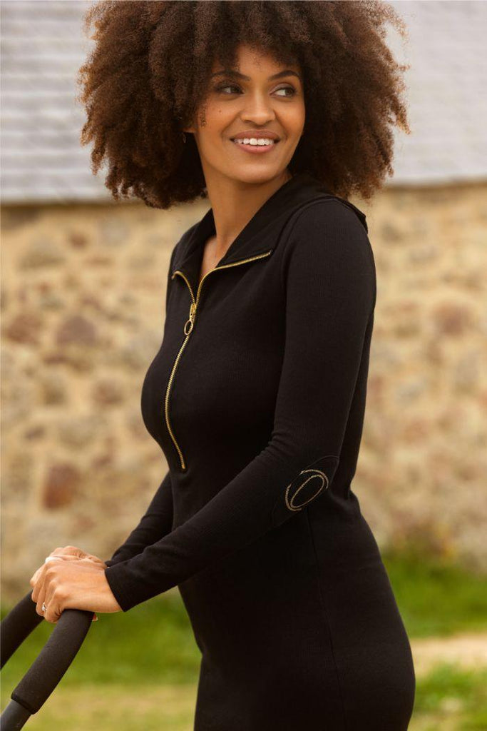 Robe midi de grossesse Favo - Noir - Mummy Nantes