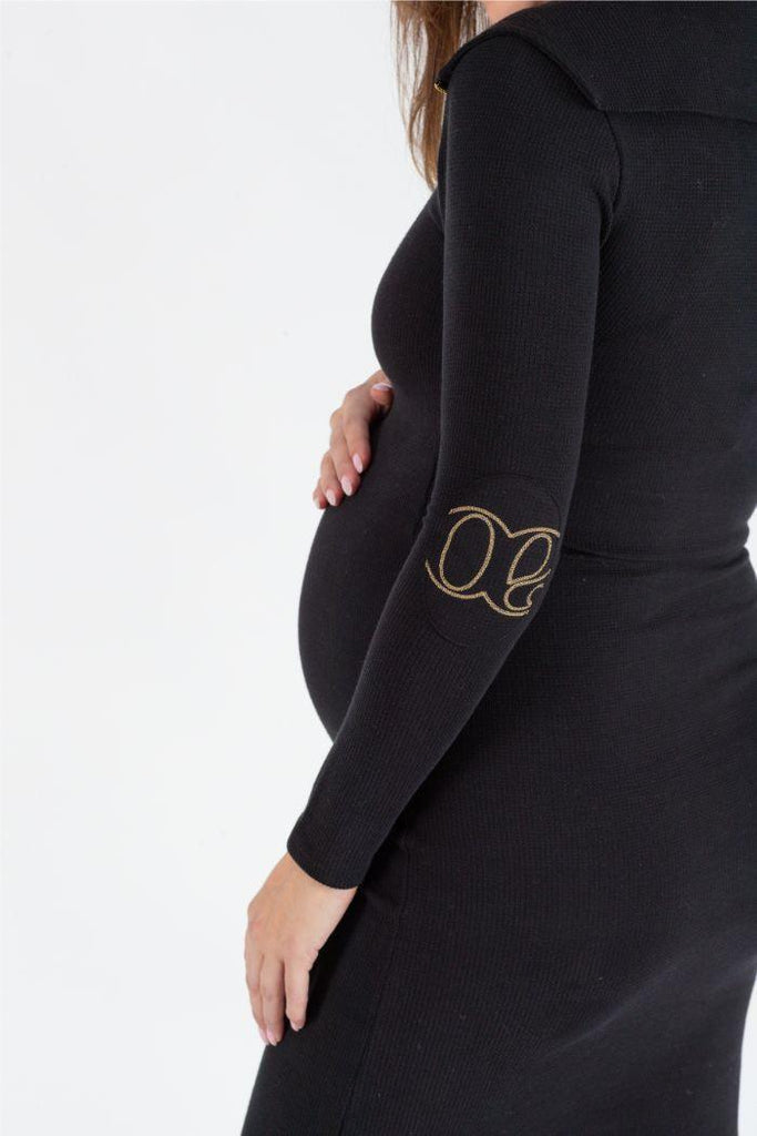 Robe midi de grossesse Favo - Noir - Mummy Nantes