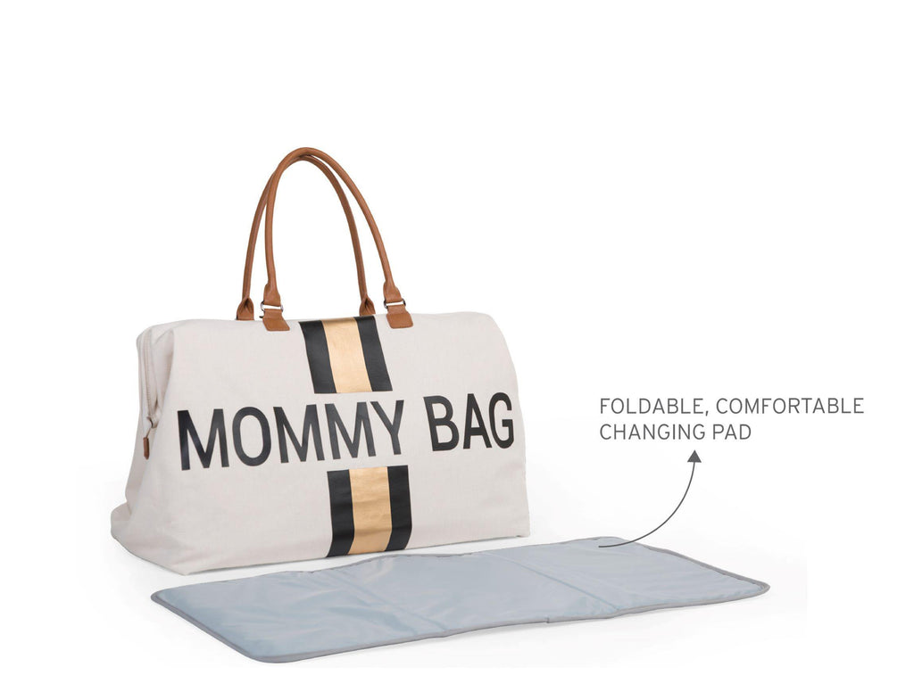 Mommy Bag Sac à Langer - Ecru Rayures Noir Or - Mummy Nantes