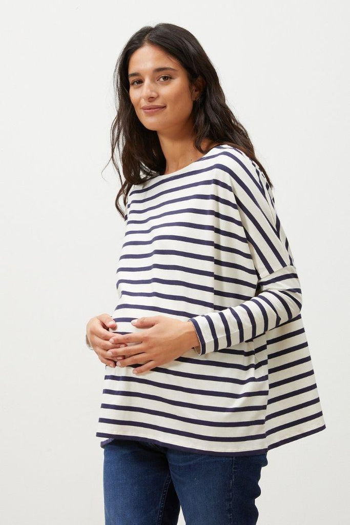 Marinière de Grossesse en coton - Rayures bleues - Mummy Nantes