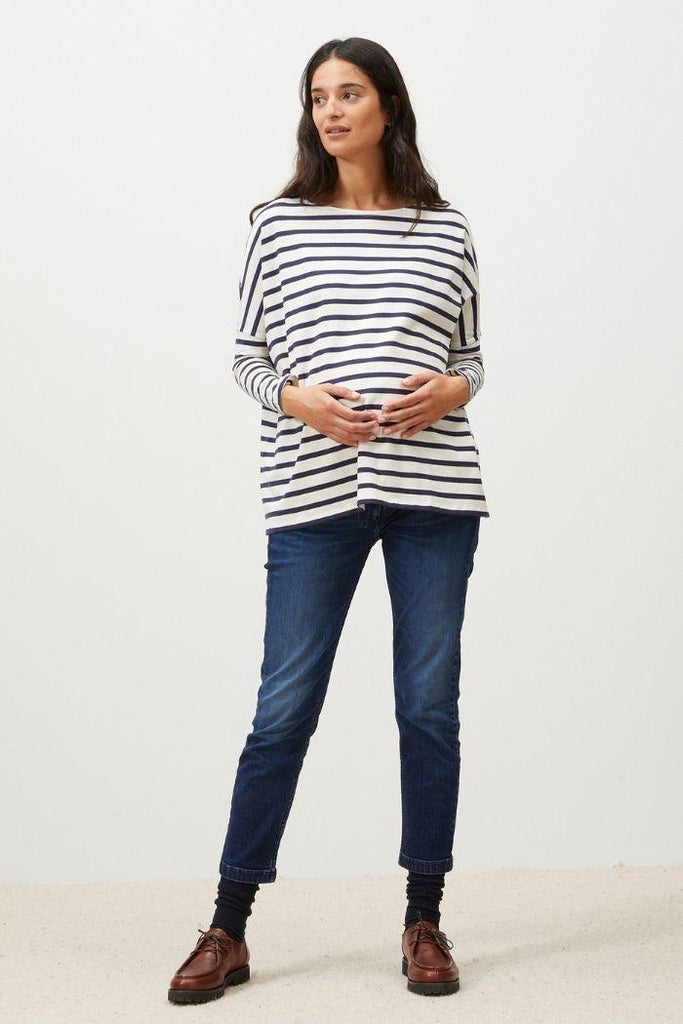 Marinière de Grossesse en coton - Rayures bleues - Mummy Nantes