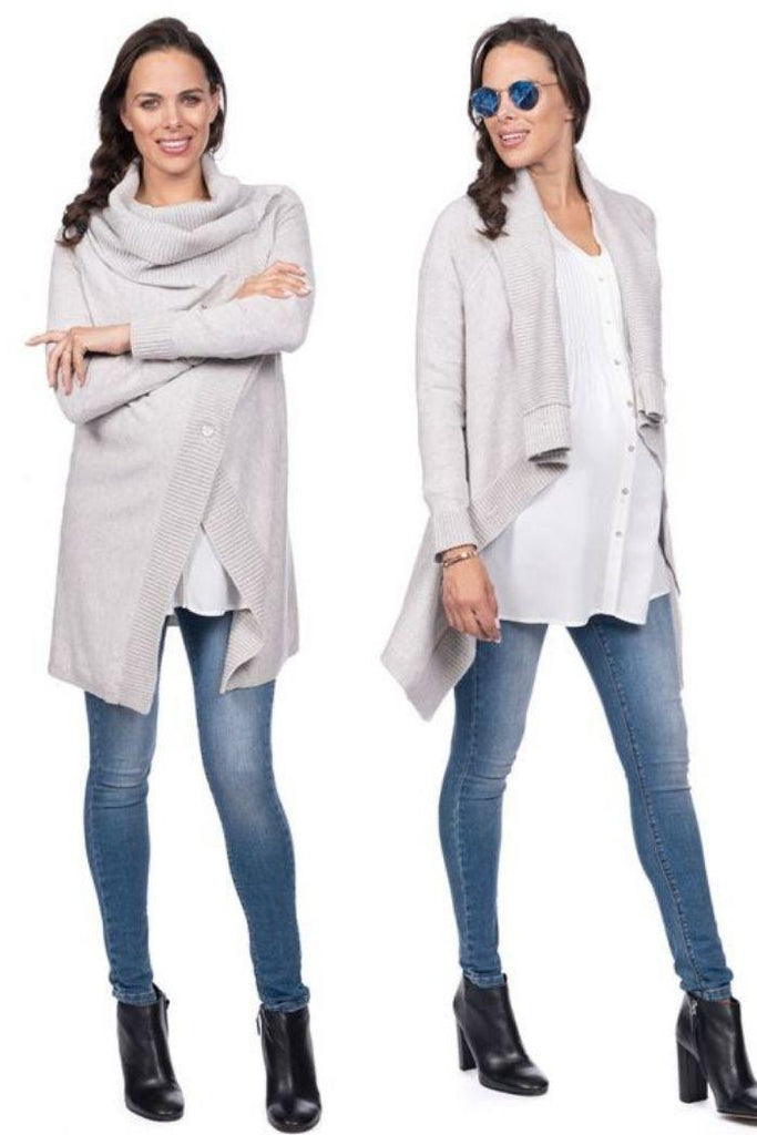 Cardigan Grossesse en Coton et Cachemire - Gris perle ou Noir - Mummy Nantes