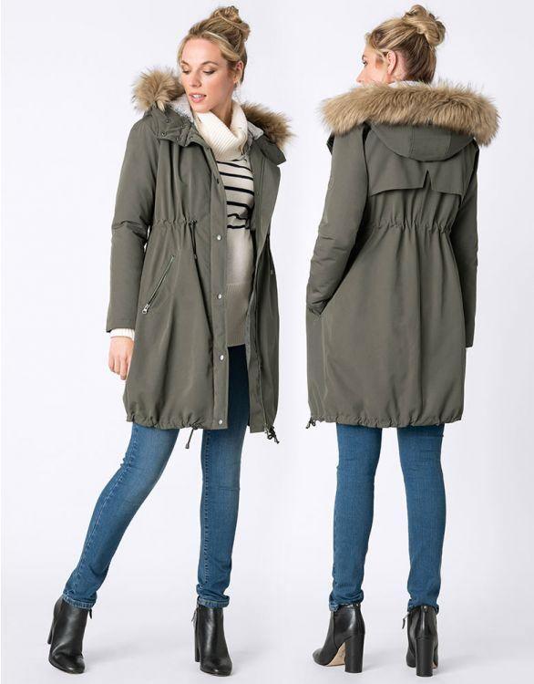 Parka Extra Chaude de Grossesse 3 en 1 - Kaki