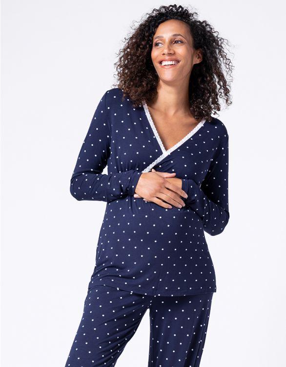 Pyjama maternité brassière d'allaitement intégrée - bleu marine