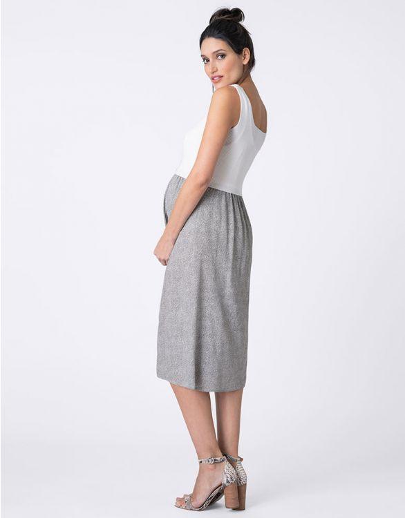 Robe Grossesse et Allaitement - Blanc Taupe - Mummy Nantes