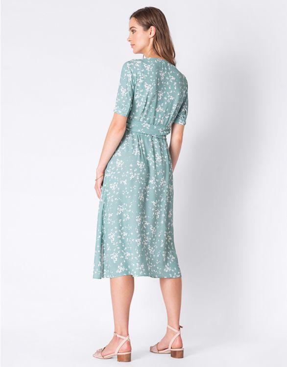 Robe de Grossesse et Allaitement Imprimés Fleurs - Vert sauge - Mummy Nantes