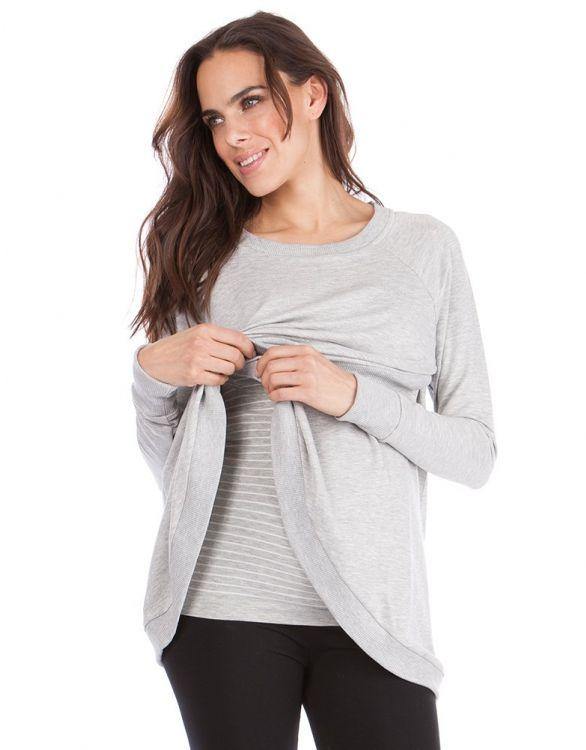 Sweat Grossesse et Allaitement Croisé - Gris - Mummy Nantes