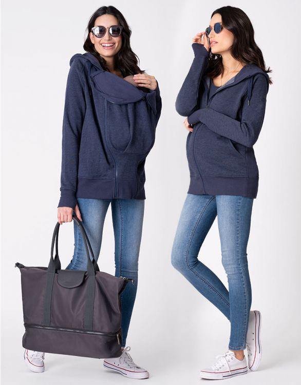 Sweat à Capuche Zippé 3 EN 1 - Bleu Marine - Mummy Nantes