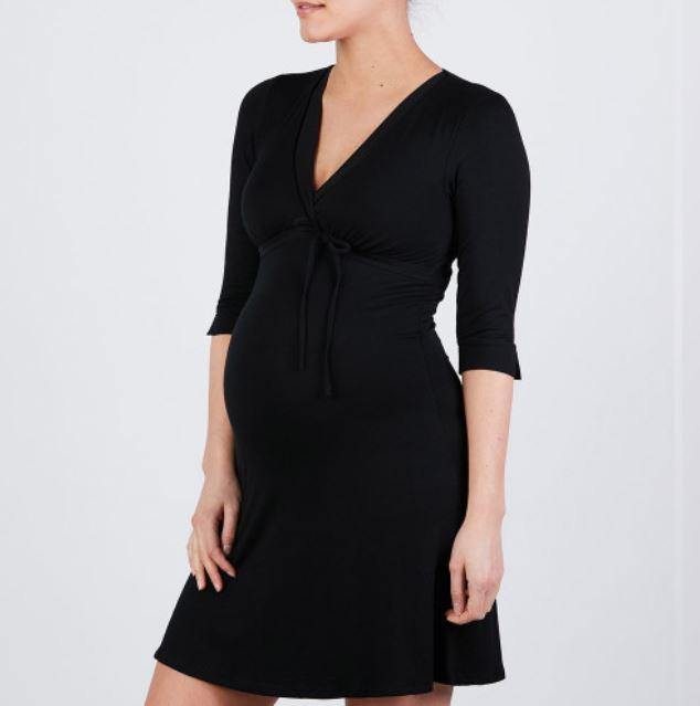 Chemise de Nuit Maternité et Allaitement Milk - Noir - Mummy Nantes