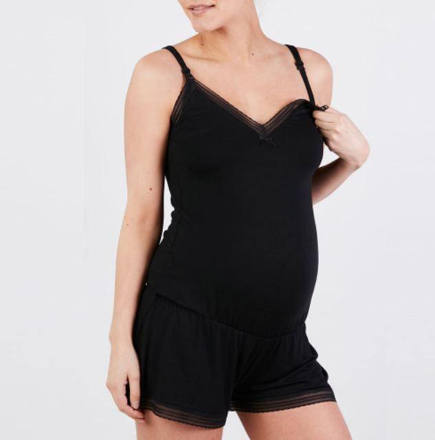 Combishort Grossesse et Allaitement Milk Noir – Mummy Nantes