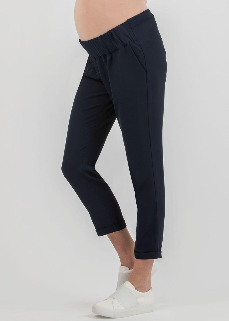 Pantalon de Grossesse en Toile Silvia - Marine - Mummy Nantes