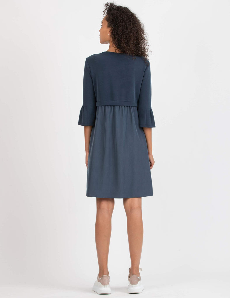 Robe de Grossesse et Allaitement en Modal et Satin - Marine - Mummy Nantes