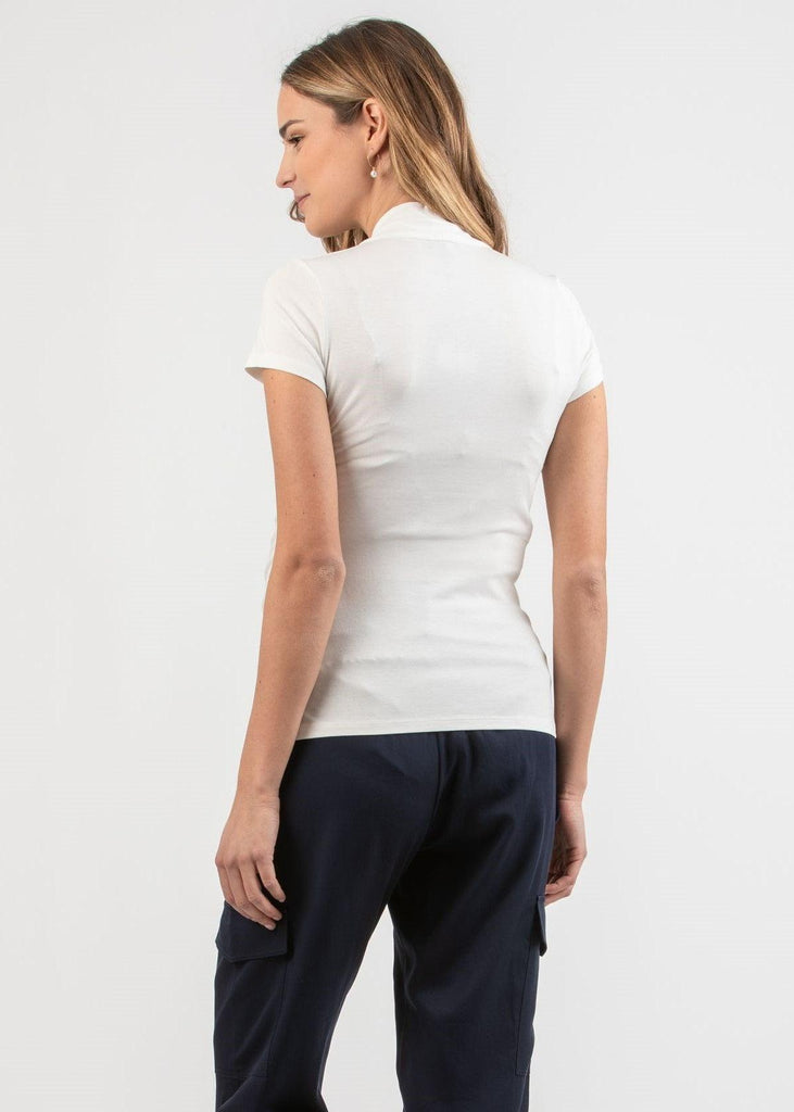 T-shirt Grossesse et Allaitement Croisé - Ivoire - Mummy Nantes