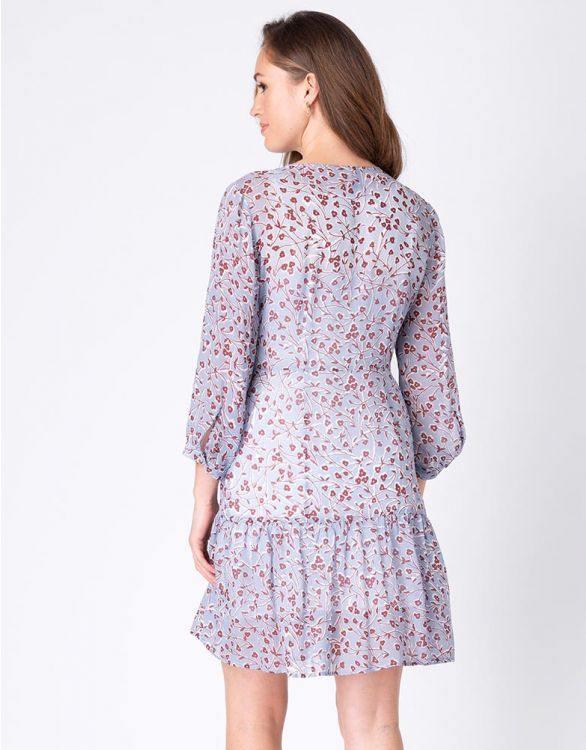 Robe Grossesse Imprimée Fleurs à Volants Bleu - Mummy Nantes