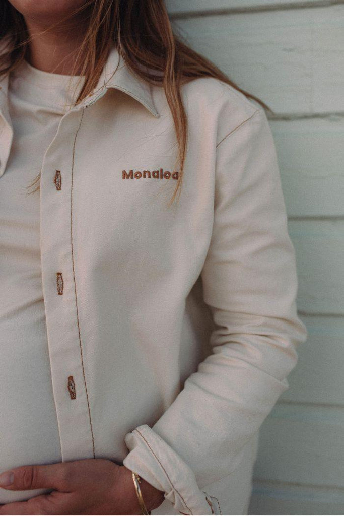 Veste / Surchemise de grossesse à manches longues - Beige - Mummy Nantes